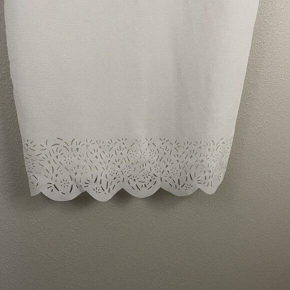 Reiss Womens 2 White Lasercut Scallop Hem Shift Dress - Picture 3 of 6